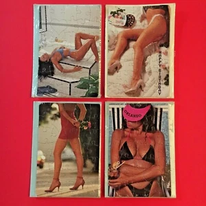 (4) vintage GLAMOR GIRL jigsaw puzzle greeting cards-1992 SEXY KITSCH-sealed NEW - Picture 1 of 4