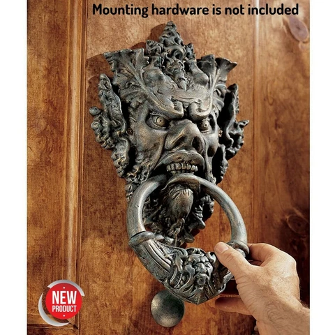 Large Cast Iron Door Knocker Green Man Tree Face Sculpture Forest God Home Decor Cover