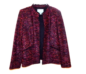 NWOT CLASSIQUES ENTIER SZ.10, LONG SLEEVE RED MULTI JACKET - Picture 1 of 10
