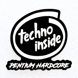 TECHNO INSIDE: PENTIUM HARDCORE • 1990'S DIE-CUT VINYL DECAL STICKER • BRAND NEW - Bild 1 von 1