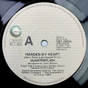 Quarterflash Harden My Heart Vinyl Record 7” 45 RPM GEF 49824 Geffen 1981 - Picture 1 of 10