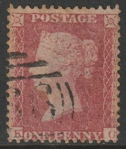 1857 1d PENNY RED STAR PLATE 63 C10 " K - G " NICE USED  - Picture 1 of 2