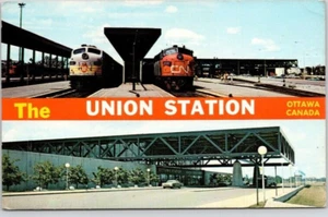 OTTAWA, ONTARIO CANADA RAILROAD POSTCARD The Union Station, Electric Locomotives - Picture 1 of 2
