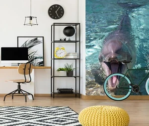 3D Dolphin Mouth S409 Wallpaper Mural Self-adhesive Removable Sticker Kids Panda - Picture 1 of 11