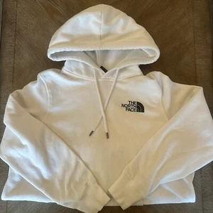 The North Face White Hoodie Pullover "Never Stop Exploring" Logo Women's Large - Picture 1 of 6