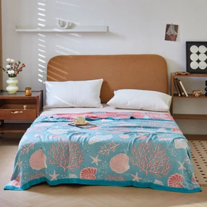 Double-sided Yarn-dyed Bamboo Fiber Blanket Towel Blanket Cool Thin Quilt Sheet - Picture 1 of 44
