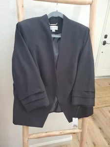 Calvin Klein Women's Suit Jacket 3/4 Sleeve High Low Style In Black - Picture 1 of 8
