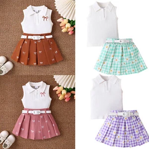 Baby Girls Skirt Anniversary Tops Knitted Summer Outfits Outdoor Set Play Wear - Picture 1 of 57