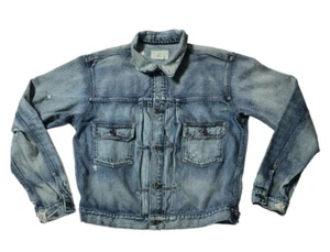 Preowned- Denim & Supply Button Front Distressed Denim Jacket Mens (Size L) - Picture 1 of 8