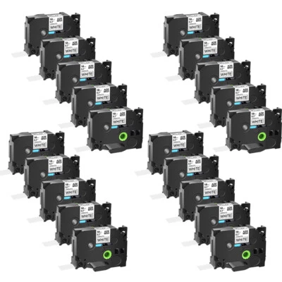 Cinta de etiqueta negra sobre blanca compatible con Brother P-Touch TZ241 TZe-241 3/4" 20PK Foto 1 de 4