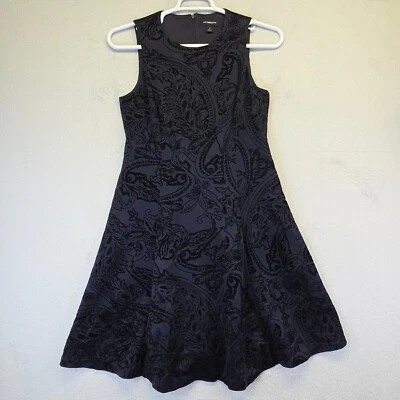 Liz Claiborne Dress Womens 8 Black Blue Paisley Burnout Dark Romantic Whimsigoth - Image 1 of 4