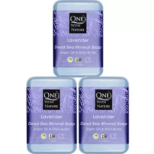 Dead Sea Salt Lavender Soap 7Oz Bars 3Pack - Dead Sea Salt Contains Magnesium, S - Picture 1 of 12
