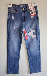 Jordache Girls SIZE 10 High Rise Girlfriend Jeans Stretch Med Enzyme Blue #10724 - Picture 1 of 7