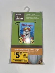 Lluvia o Brillo Bienvenida Pájaros Flores Porche Doble Cara Jardín Bandera 12.5" x 18" - Imagen 1 de 4