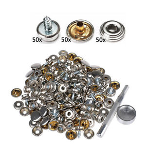 150PCS Stainless Steel Canvas Fabric Snap Cover Button & Socket & Screw Stud Kit