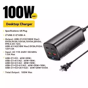 Nuovo caricatore 100W GaN USB C tipo C PD 65W adattatore ricarica rapida per iPhone laptop - Foto 1 di 12