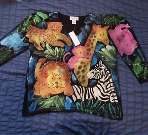 Lisa & Me Women's Size Small Zoo Animal Lovers Sweater in Black - Picture 1 of 3