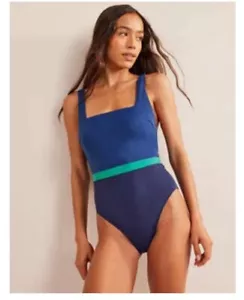 Boden Badeanzug mit eckigem Ausschnitt blau grün neu mit Etikett US Größe 4 - Bild 1 von 6