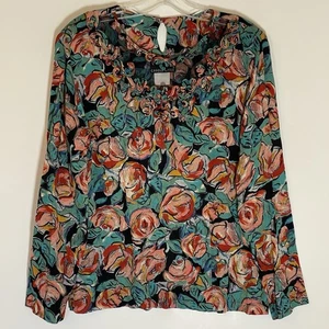 Top pequeño vintage Carole para mujer 6 multicolor floral cuello en V transparente EE. UU. Artístico divertido - Imagen 1 de 15