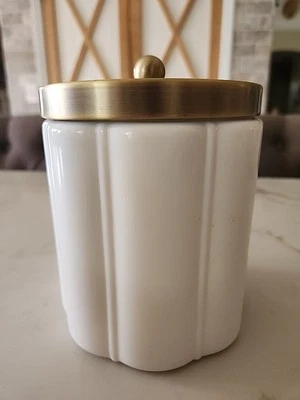Milk Glass Bath Canister with Metal Lid Hearth & Hand Magnolia - 000627 - Image 1 of 4