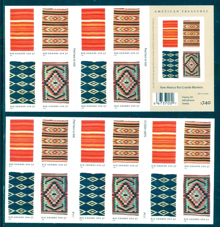 US 3926-3929 New Mexico Rio Grande Blankets, Complete Booklet/20 MNH - Image 1 of 1