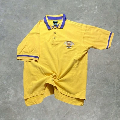 Los Angeles Lakers 90s Vintage Embroidered Polo Shirt Mens Size L Yellow - Image 1 of 4