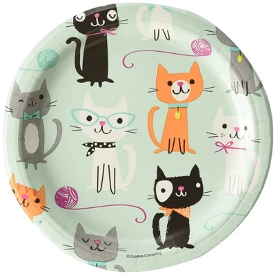 Creative Convertting 8C328595 Cat Purrfect Party Plate, 18 Cm 328595 Multi-Colou - Image 1 of 2