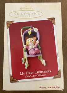 2003 Hallmark Keepsake My First Christmas Ornament Stroller Cat Kitten baby girl - Picture 1 of 11