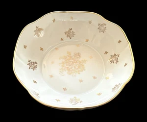 Limoges Kings Royal Porcelain 9.25” Serving Bowl White & Gold Roses France - Picture 1 of 9