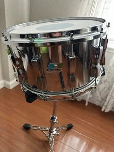 Ludwig 14” x 8” Chrome Over Maple Coliseum 12 Lug Snare Drum 1980’s - Picture 1 of 12