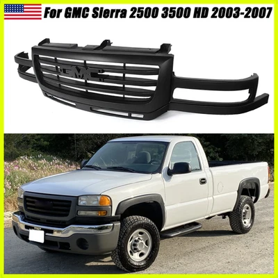 Black Upper Grill Front Grille Assembly For GMC Sierra 2500 3500 HD 2003-2007 - Image 1 of 4