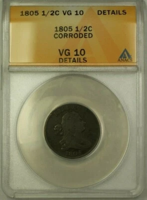 1803 Draped Bust 1/2c Coin ANACS VF-30 Details Corroded (ANACS Error) (WW) - Image 1 of 2