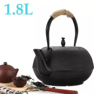 1.8L Black Cast Iron Kettle Tetsubin Hobnail Teapot Comes Tea Pot Kettle - Picture 1 of 8