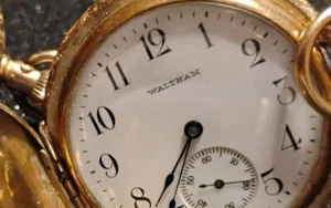 1891 WALTHAM 6s VERY BEAUTIFUL FULL HUNTERS CASE W/ANTIQUE CHAIN. VERY NICE - Picture 1 of 18