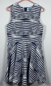 Vestido para mujer Tori Richard Honolulu talla 8 calce y acampanado azul blanco a rayas oficina - Imagen 1 de 5