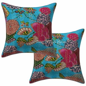 Indian Kantha Handwoven Pillow Cases Floor Home Sofa Art Car Boho Cushion Cover - Picture 1 of 5