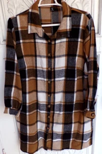 Shein Curve Extra Long (40") Plaid Button-up Shirt Women's Size 4XL In LN Cond. - Bild 1 von 3