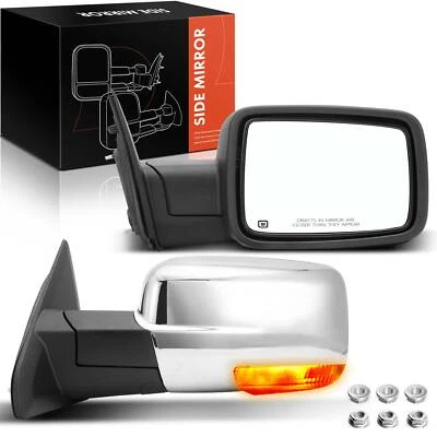 2Pcs Chrome Power Heated Towing Mirror w/ Power Folding for Dodge Ram 1500 2500 - Image 1 of 4
