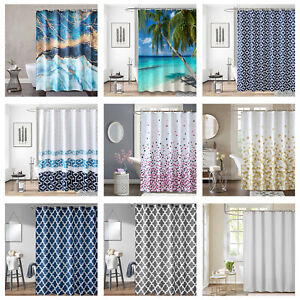 Bathroom Shower Curtain Extra Long Waterproof Polyester Curtains with Free Hooks