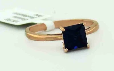 ANILLO ZAFIRO AZUL GENUINO 0,75 quilates oro rosa 10K - Certificado gratuito - Nuevo con etiquetas Foto 1 de 4
