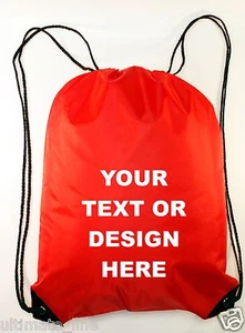 Personalised Red Drawstring Bag Sack Gym PE Swim Gym  School Print - Picture 1 of 1