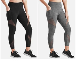 Women's Small Compression Ankle Leggings w Pockets 2 PK Black /Grey Members Mark - Picture 1 of 6