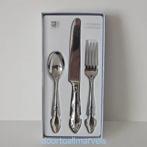 Vintage LUNT 3 Piece Child's Set Flatware Silverware 18/10 Stainless Victorian - Picture 1 of 9
