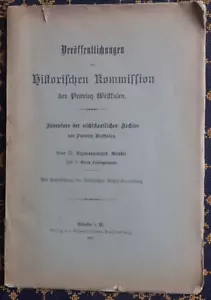 VERÖFFENTLICHUNGEN DER HISTORISCHEN KOMMISSION DER PROVINZ WESTFALEN~Bd. II~1917 - Imagen 1 de 4