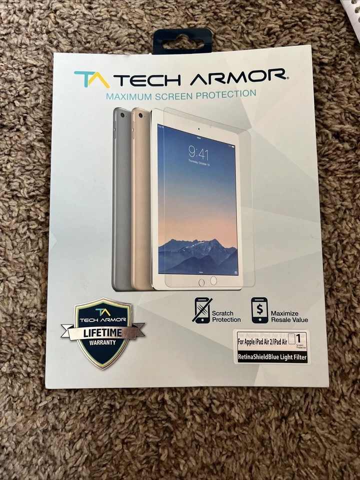 Tech Armor Maximum Screen Protection ipad Air 2 iPad Air  Crystal Clear Seal NEW - Image 1 of 2