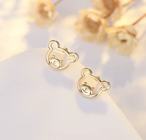 Tiny Cute Teddy Bear Gold/Rose Gold Stud Earrings - Picture 1 of 4