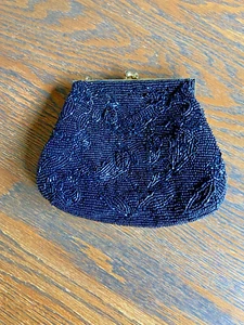 Vintage Black 50s/60s Beaded Eveing Bag - Picture 1 of 5