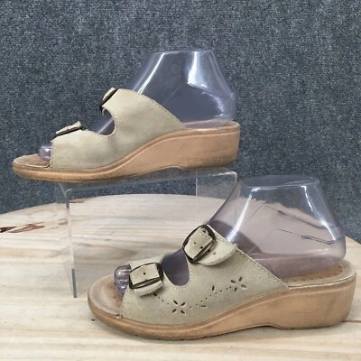 Sandalias Fly Flot para mujer 37 extensiones cuña beige cuero hebilla correa punta abierta  Foto 1 de 4