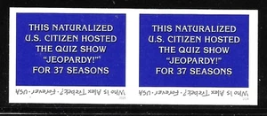 Scott #5907a IMPERFORATE (NO DIE-CUT) 2024 Alex Trebek, Horizontal Pair, MNH - Bild 1 von 1