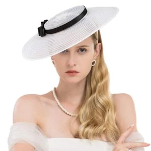 Fascinators for Women Elegant Wide Brim Tea Party Church Wedding Hat - Picture 1 of 3